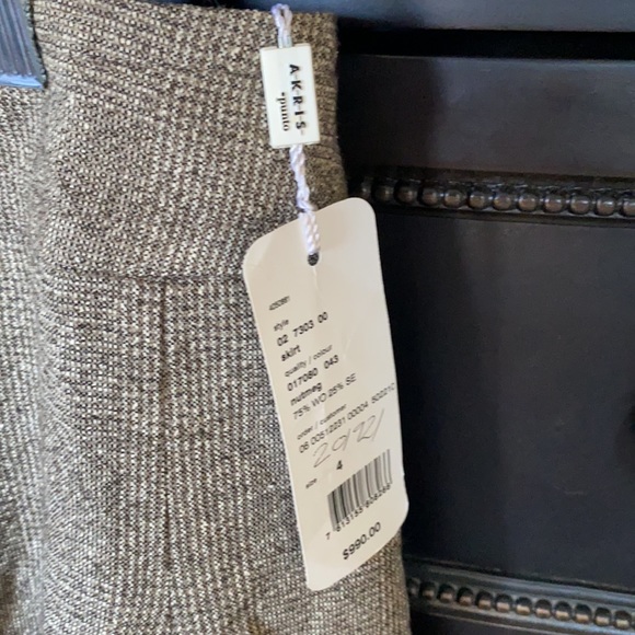 Akris Punto plaid skirt Brown Pleated Wool Cashmere Bergdorf Goodman Size 4 - Picture 2 of 5